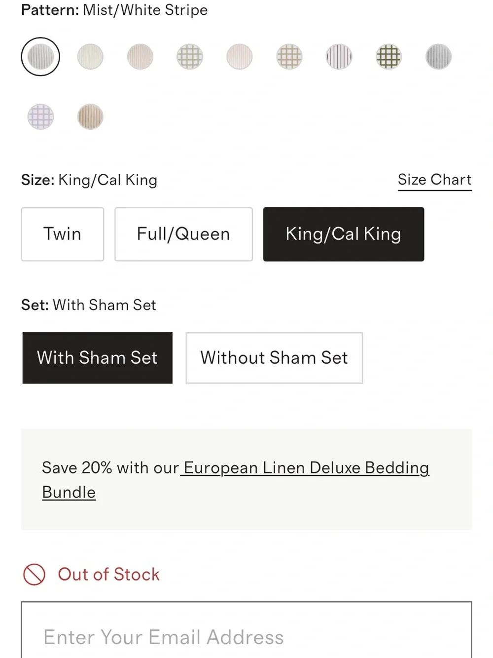 Quince European Linen Duvet Cover Set King / Cal King Mist/White Stripe